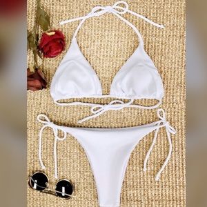 White ribbed string bikini